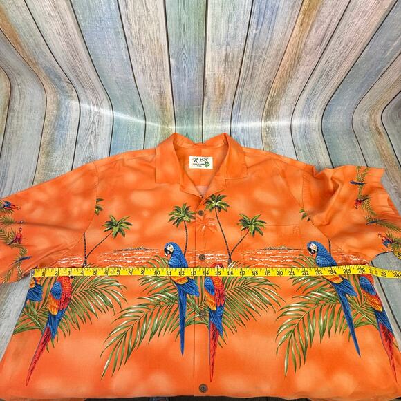 KY's Aloha Shirt Parrot Island Cotton Button Down Parrot Hawaiian Tropical 2XL - Picture 4 of 9